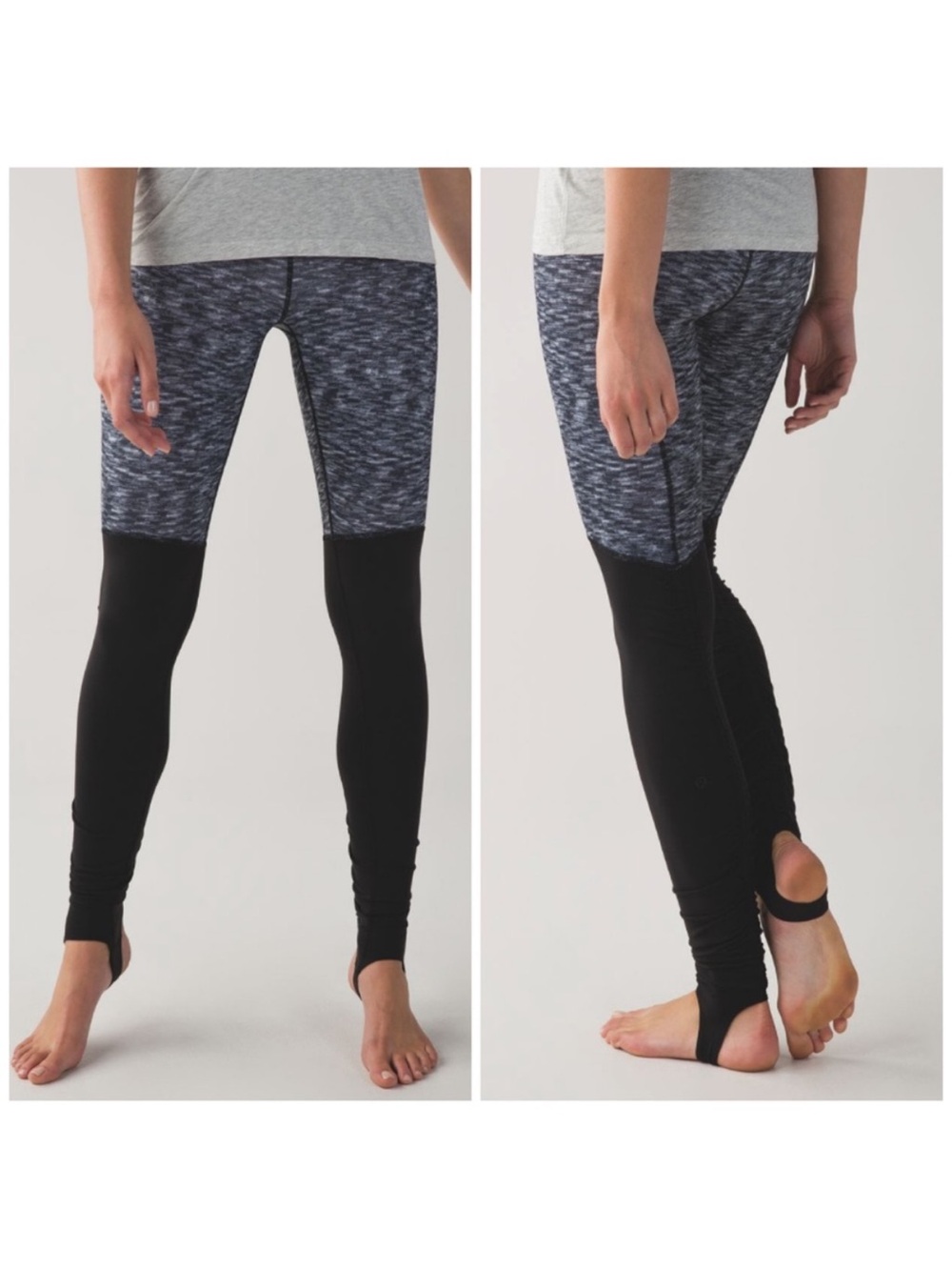 Lululemon Wunder Under stirrup leggings in the Dramatic Static White Black 4